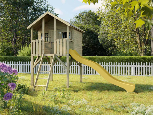 Cabane de jardin sur pilotis Big House KDI incl. toboggan jaune