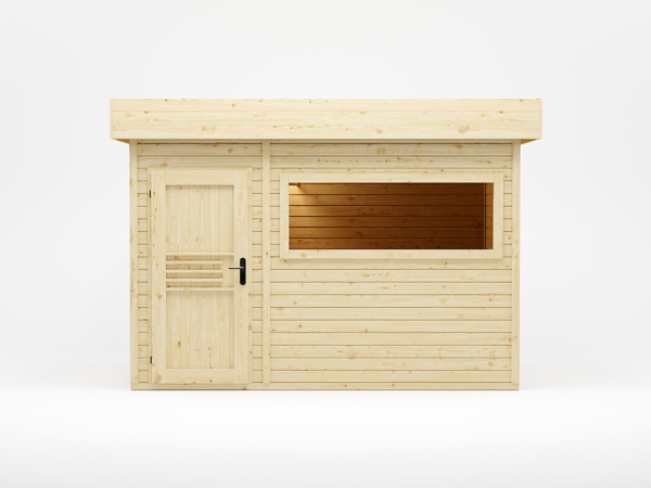 Abri de sauna Artuu 40 mm avec porte en bois naturel