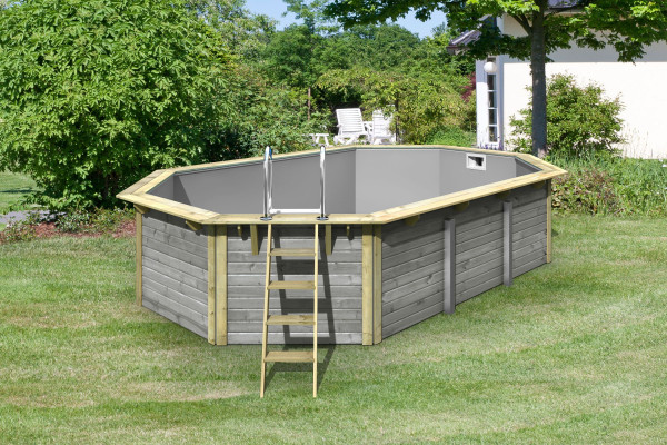 Piscine en bois autoclave modèle 4X épaisseur 38 mm gris d'eau