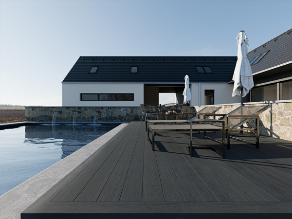 Lames de terrasse premium en composite couleur anthracite