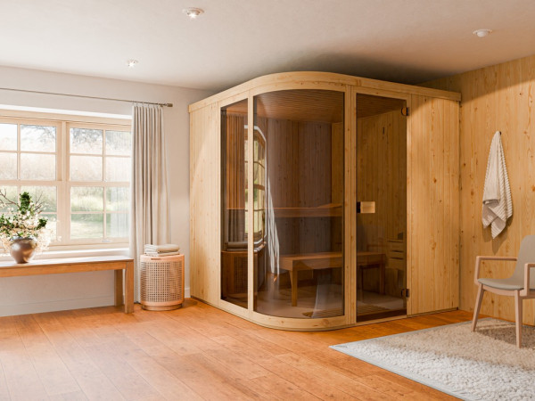 Sauna modulaire Sarah 1 avec poêle finlandais 9 kW et commande externe
