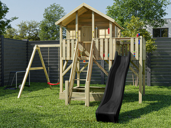 La figure montre une maison sur pilotis avec accessoires (non inclus)