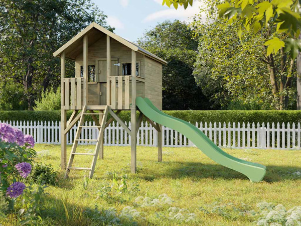 Cabane de jardin sur pilotis Big House KDI incl. toboggan vert