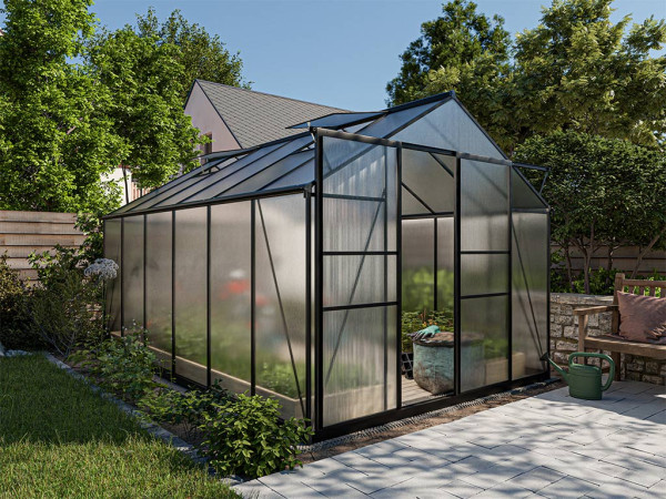 Serre de jardin Hades Noire en polycarbonate alvéolé 4 mm