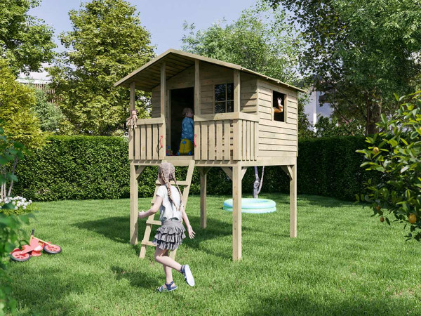Cabane enfants sur pilotis SMART Leon imprégnée en autoclave