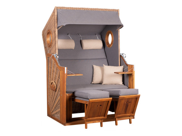 Fauteuil-cabine de plage TREND 45 walnut, Design 751 avec hublots