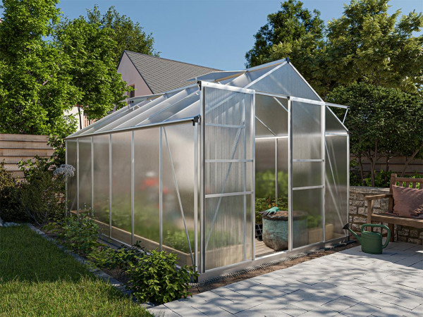 Serre de jardin Hades Argentée en polycarbonate alvéolé 4 mm