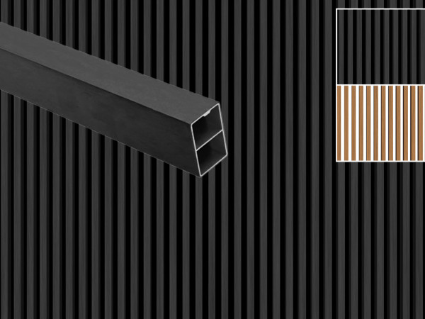 WPC Profilé rhombique quadruple Gris argenté Co Extrudé