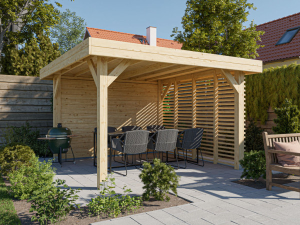 Pergola tonnelle en épicéa DICE semi ouverte