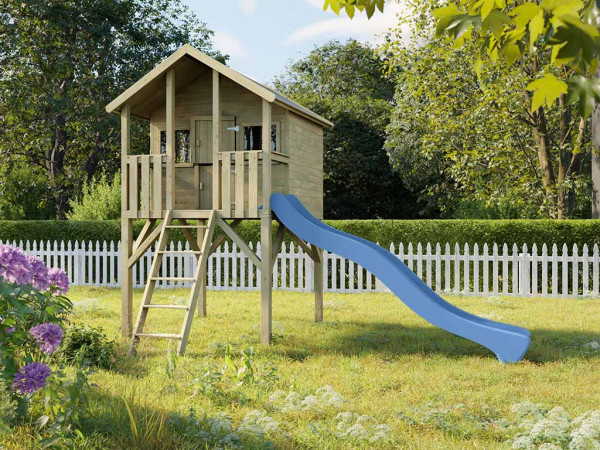 Cabane de jardin sur pilotis Big House KDI incl. toboggan bleu