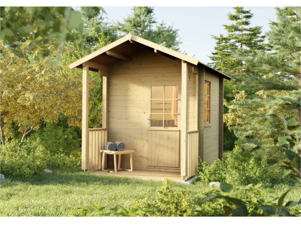 Abri de sauna Nikola 40 mm avec porte en bois naturel
