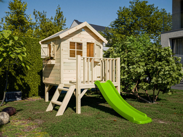 Cabane de jardin sur pilotis Funny L KDI incl. toboggan vert