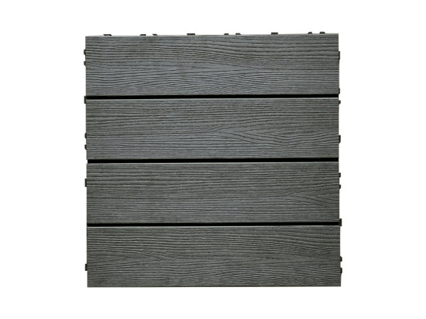 Dalle de terrasse composite aspect bois gris argenté