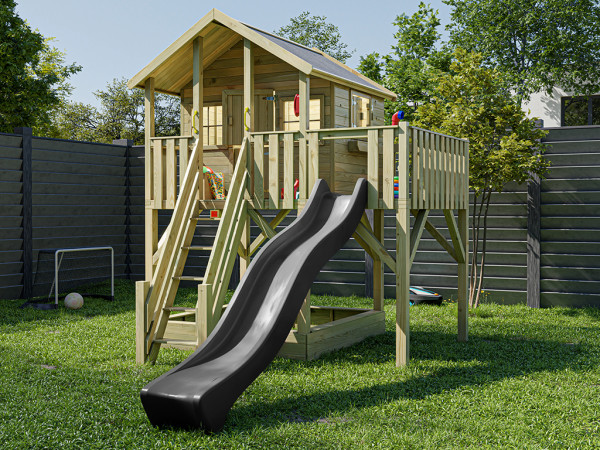 La figure montre une maison sur pilotis avec accessoires (non inclus)