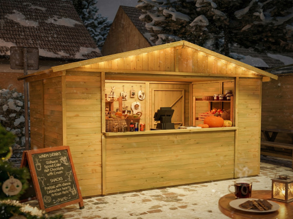 Stand de marché - stand de vente Noel 5,9 m² 16 mm KDI vert incl. sol