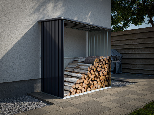 Abri à bois Basic couleur anthracite