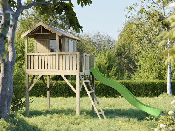Cabane de jardin sur pilotis Funny XXL KDI incl. toboggan vert