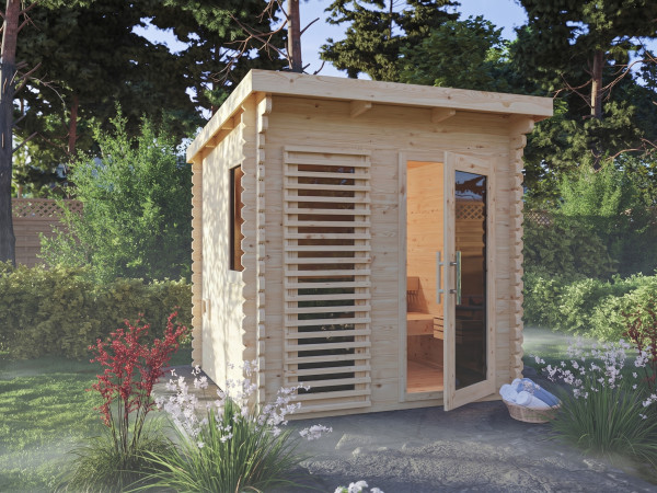 Maison de sauna Layla Set économique avec poêle bio 9kW avec commande externe
