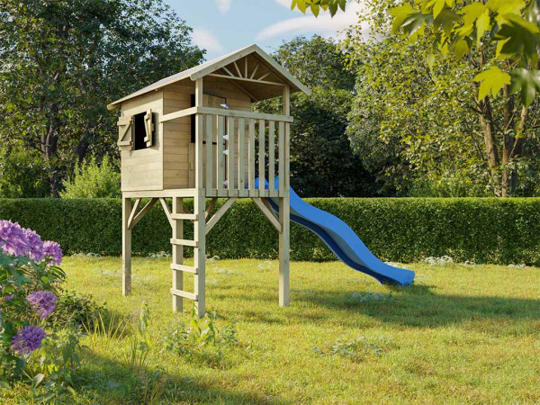 Cabane de jardin sur pilotis Tree Hut KDI incl. toboggan bleu