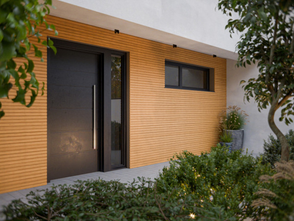 Façade murale en bambou pour l'extérieur - brun naturel, 290 x 14 x 1,8 cm