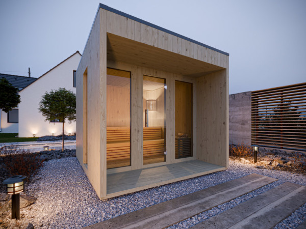 Sauna de jardin Elena beige SPARSET poêle bio 9kW et strong. ext.