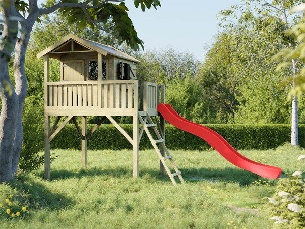 Cabane de jardin sur pilotis Funny XXL KDI incl. toboggan rouge