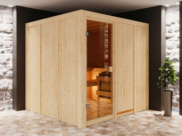Sauna à éléments 68 mm Celine 4 SPARSET poêle de sauna 9 kW incl. et commande int.