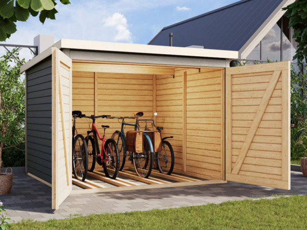 Garage à vélos en bois WEKA Bikebox 4 19 mm gris terre