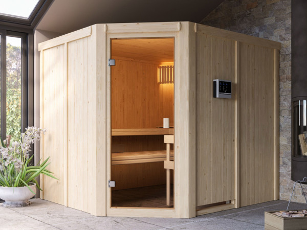 Karibu Sauna à éléments 68mm Celine 5 SPARSET poêle de sauna 9 kW incl. et commande int.