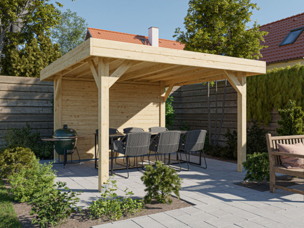 Pergola tonnelle en épicéa DICE avec ouverture latérale