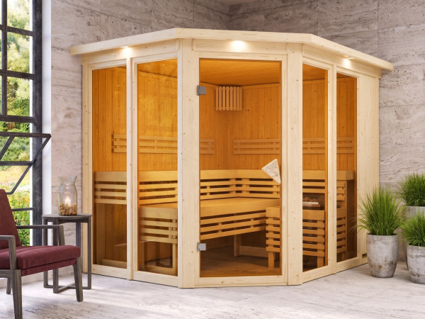 Sauna avec éléments préfabriqués KARIBU « Nuri » 68 mm Premium