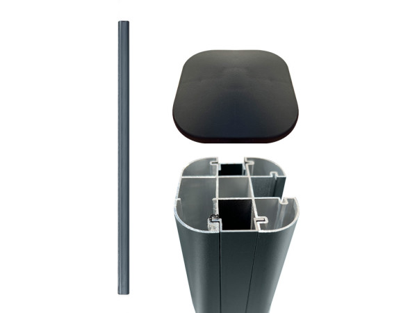 Kit de poteaux avec supports pour poteaux, visserie, et profilés de finition pour clôture à composer