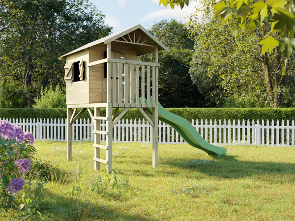 Cabane de jardin sur pilotis Tree Hut KDI incl. toboggan vert
