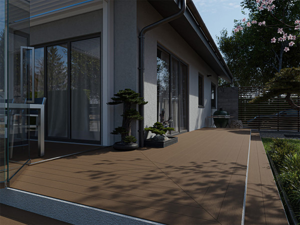 Lames de terrasse premium en composite couleur marron foncé