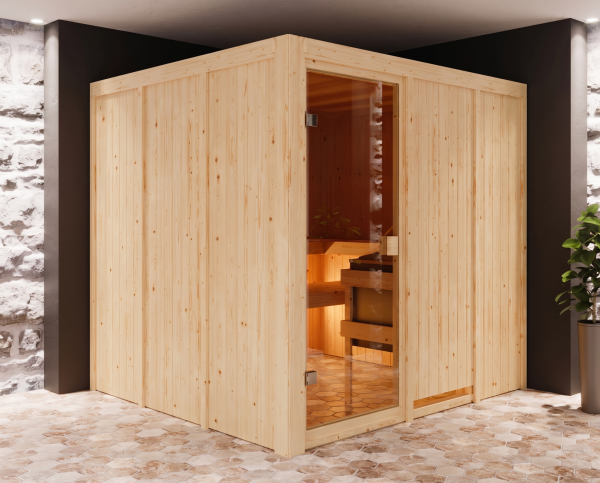 Sauna à éléments 68 mm Celine 4 SPARSET poêle de sauna 9 kW incl. et commande int.