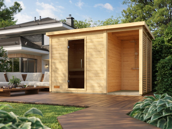 Sauna Lene 3 SPARSET avec poêle bio 9 kW et commande externe