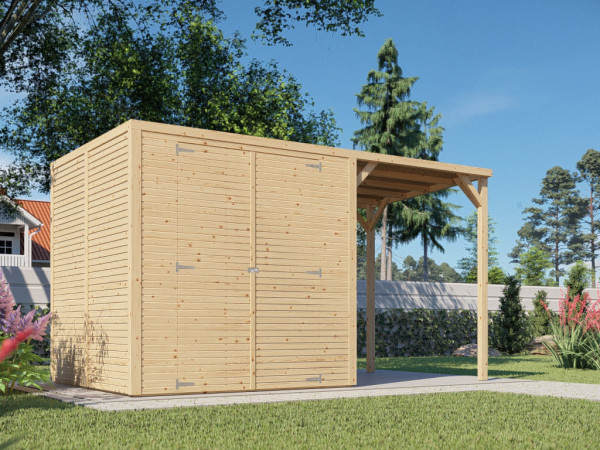 Bikebox Abri de jardin Fiete 3 avec toit rapporté profilé en losange 18 mm naturel