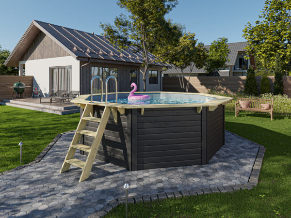 Piscine en bois modèle 1X 38 mm anthracite