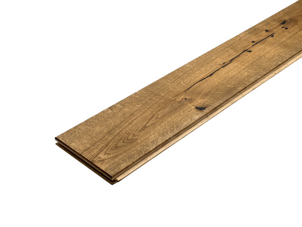 Lame de parquet en bois massif chêne Rustique R, poncée, huilée Rubio – Castle Brown