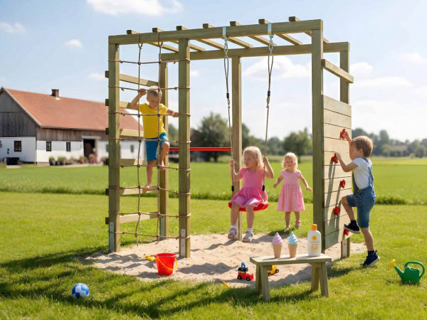 Tour de jeux et structure d'escalade HANGO Leo Swing KDI verte
