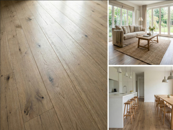 Lame de parquet en bois massif chêne Rustique R, poncée, huilée Rubio – Smoked Oak