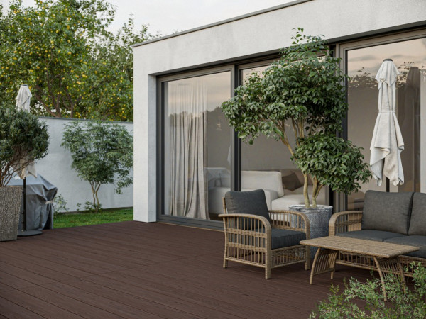 Lame de terrasse WPC ArmorBoard co-extrudée, profil massif Dark Truffle