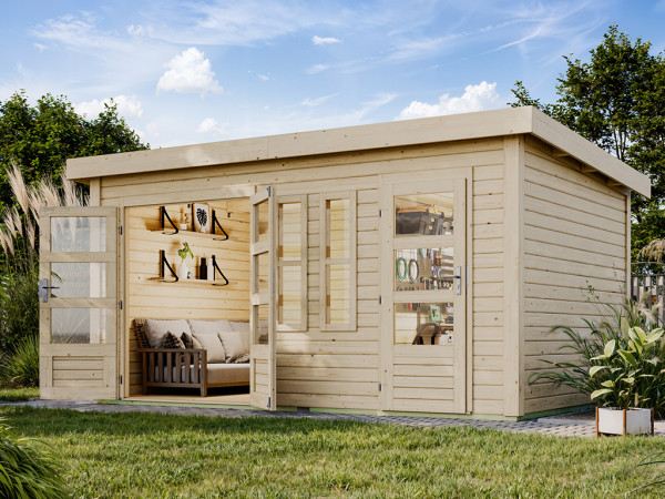 Abri de jardin à deux pièces Schönborn 2 38 mm en bois brut