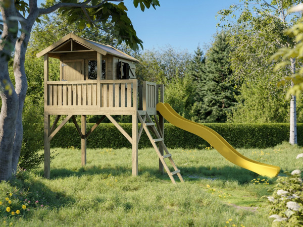 Cabane de jardin sur pilotis Funny XXL KDI incl. toboggan jaune