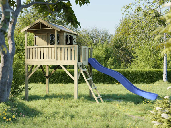 Cabane de jardin sur pilotis Funny XXL KDI incl. toboggan bleu