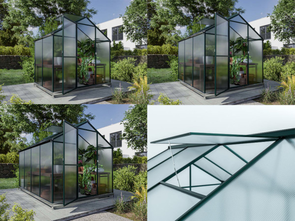 Serre de jardin Victoria, panneaux en polycarbonate de 4 mm, chassis en aluminium anodisé