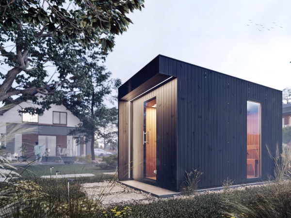 Sauna extérieur Musta avec poêle finlandais 9 kW et commande externe