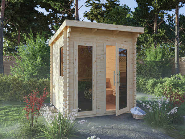 Maison de sauna Layla Set économique et incl. poêle de sauna 9kW avec commande externe