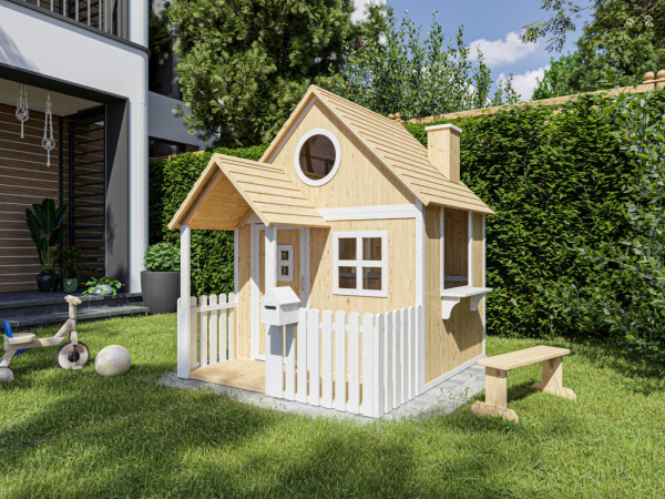 Cabane pour enfant Finn blanc et bois brut
