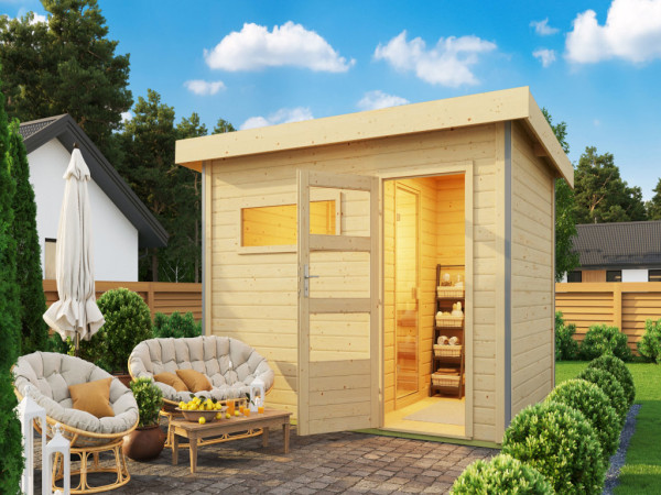 Sauna maison KIT ÉCONOMIQUE Enns 2 incl. poêle sauna de 9 kW + ext. commande